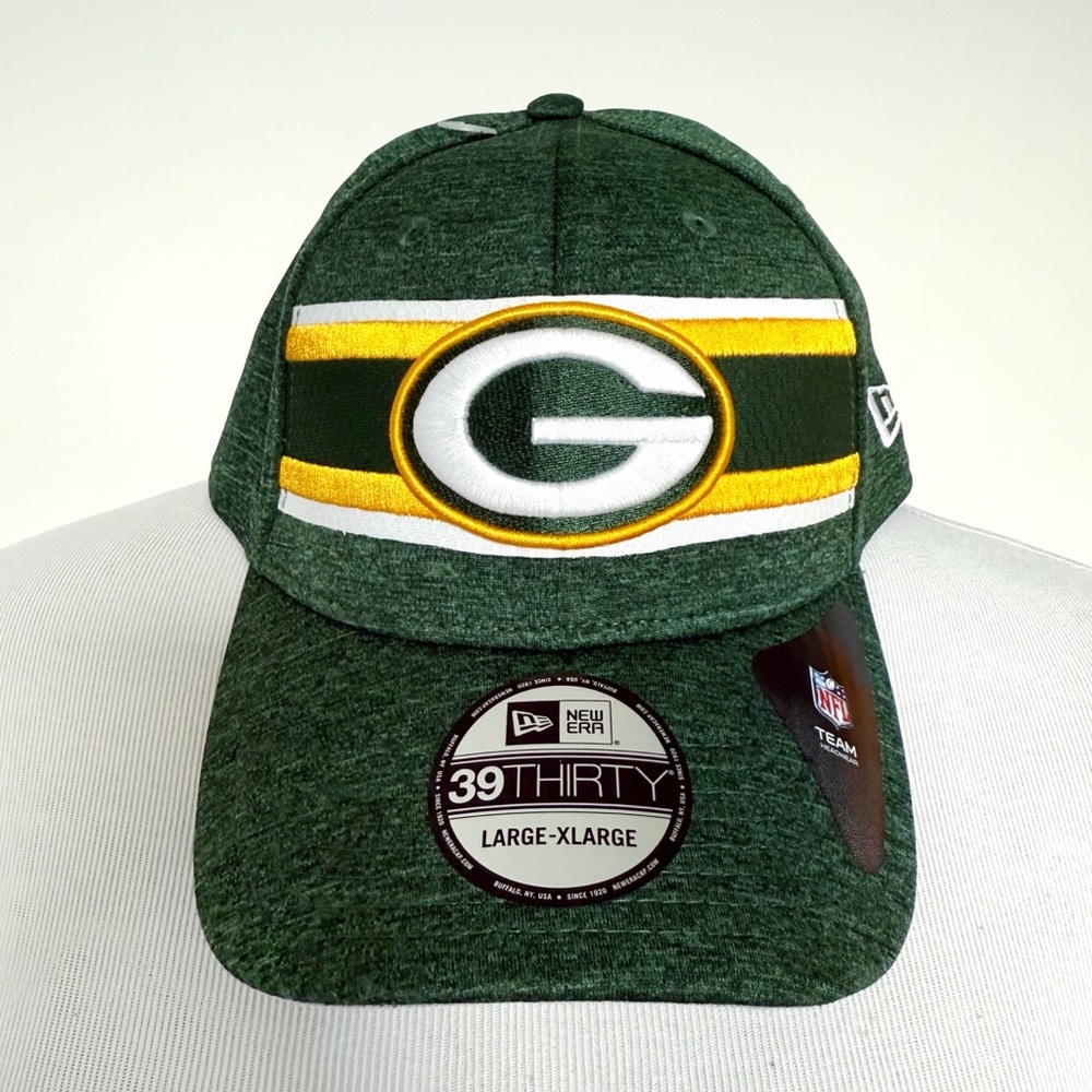 New Era Green Bay Packers Fitted Stretch Hat Mens Size Large XL NFL Green Yellow